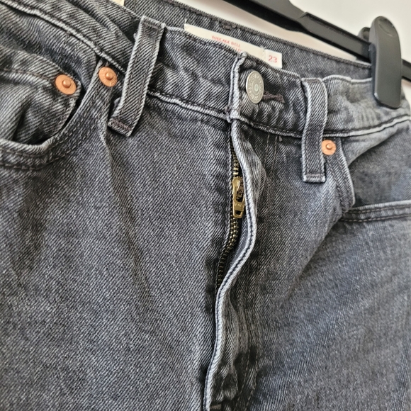Levis Ribcage Bell Jeans Charcoal Black Size 23 - Picture 11 of 14